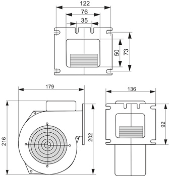 Рис.1. Чертеж вентилятора MPLUSM WPA-117