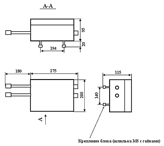 Рис.1. Схема габаритных размеров блока клеммников БК-2