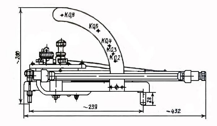 Рис.1. Схема габаритных размеров микроманометра ММН-2400 (5)-1,0