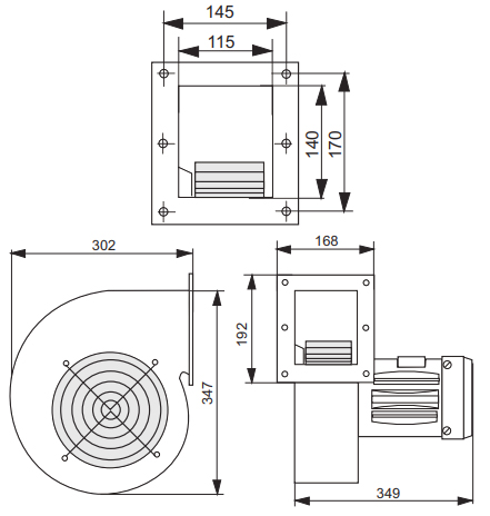 "Габариты вентилятора CMB/2 180"