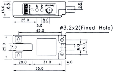 Рис.1. Габаритный чертеж датчика Fotek SU-07