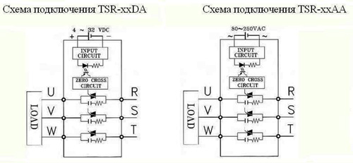 Рис.1. Схема подключения реле Fotek SSR, TSR