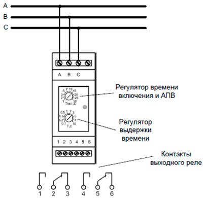 Рис.1. Схема подключения реле ЕЛ-М11