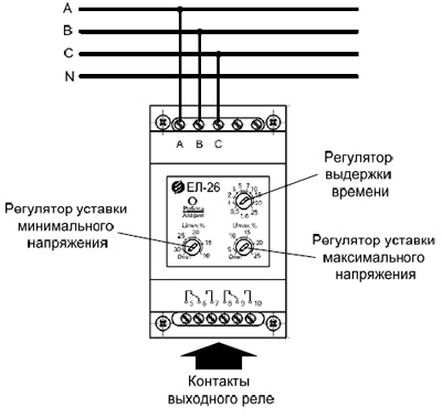 Рис.1. Схема подключения реле ЕЛ-26