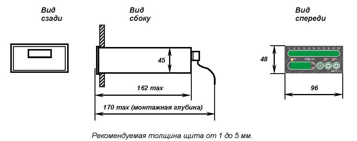 "Габаритные размеры индикатора ИТМ-11"