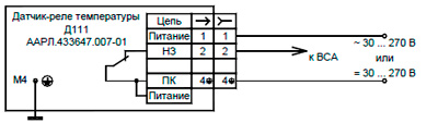 Рис.2. Схема подключения датчика Д111