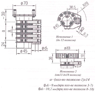 Рис.1. Габаритный чертеж кольцевого токосъемника КТ 04-00 - 016-000 НУ1