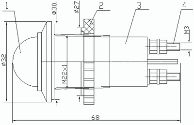 Рис.1. Чертеж арматуры светодиодной АС-С-22