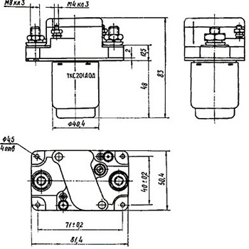 Рис.2. Габаритный чертеж контактора ТКС-201-ДОД