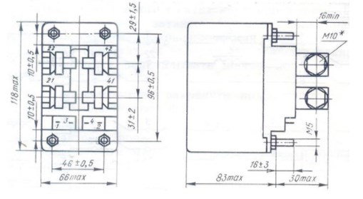 Рис.1. Габаритные размеры контактора КНЕ-330