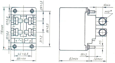 Рис.1. Габаритный чертеж контактора КНЕ-320