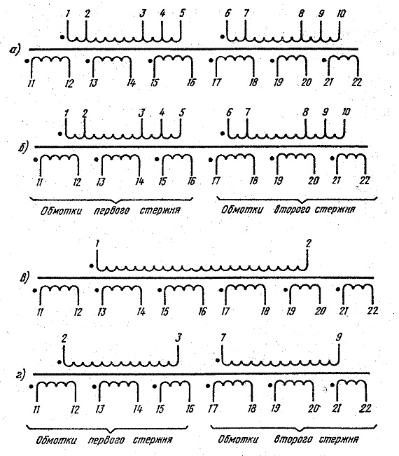 Рис.2. Схема трансфоматоров ТПП с питающей частотой 50Гц