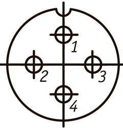 Рис.1. Расположение контактов ШР20П4ЭГ4 вилки
