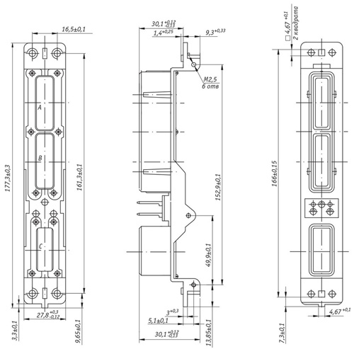 Рис.3. Габаритный чертеж соединителя ОНп-ВС-117