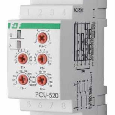 Реле времени PCU-520   230В  2х8А  IP20   многофункциональное   с 2 независимыми выдержками времени фото 1