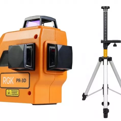 Лазерный уровень RGK PR-3D + штанга-упор RGK CG-2 минимальная комплектация фото 1